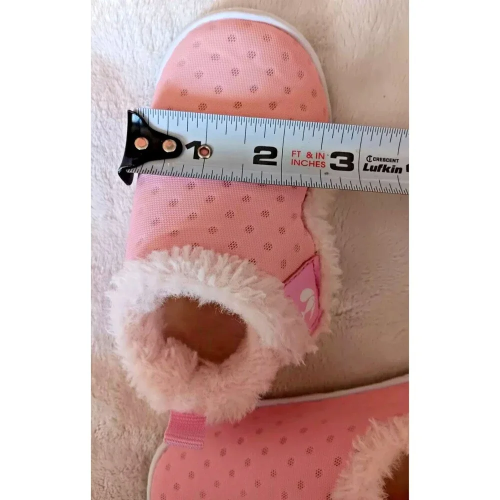Shoes 18 to 24 Month Girls slipper Booties Non Slip Pink White Faux Fur Lining